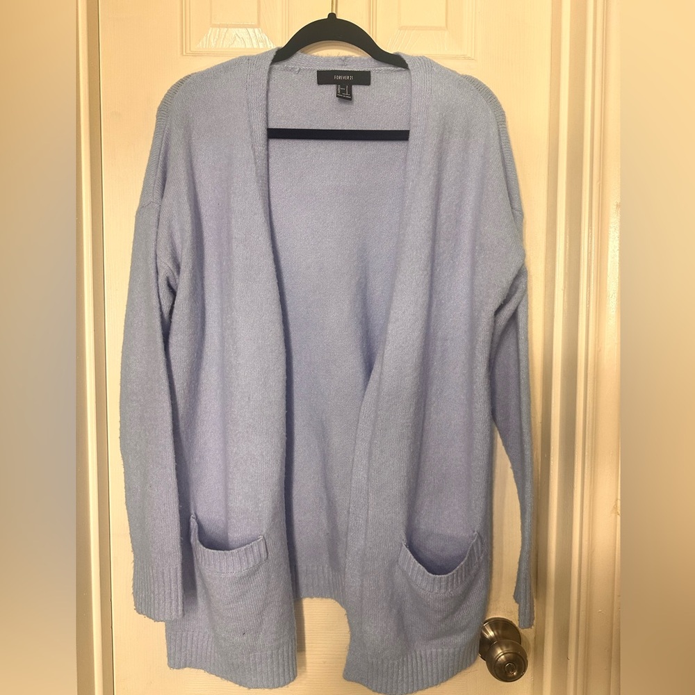 Forever 21 Light Blue Open Front Cardigan